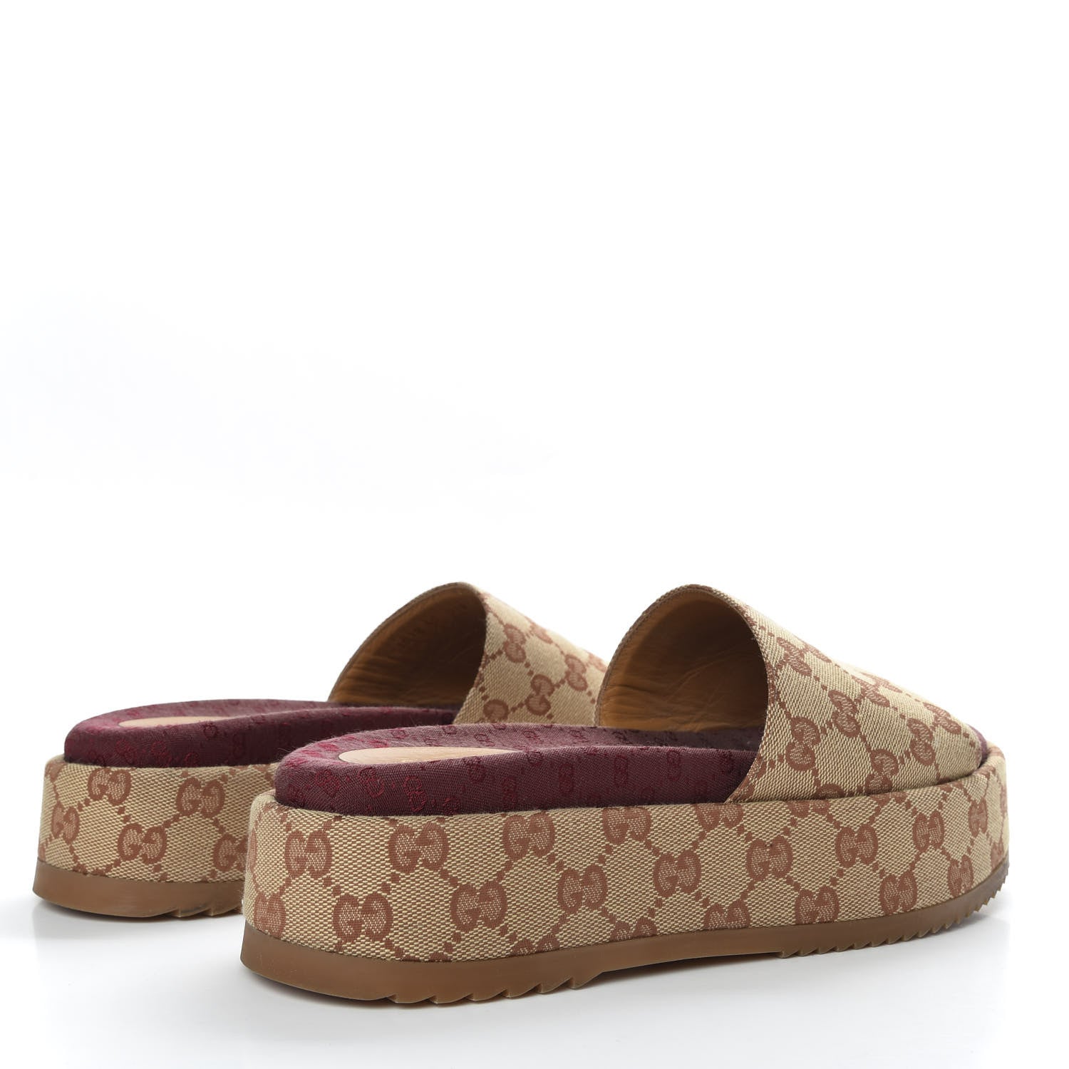 Gucci Canvas GG Monogram Angelina Platform Slide Sandals 40 Beige Ruggine 4 of 10