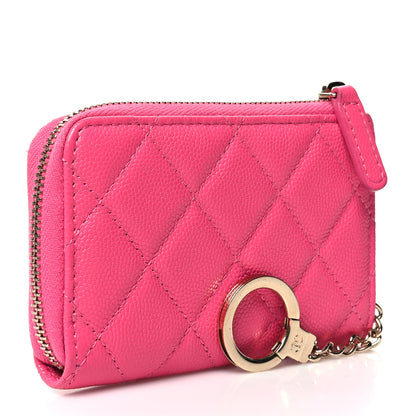 Chanel Caviar Quilted Zipped Key Holder Case Pink 3 of 11