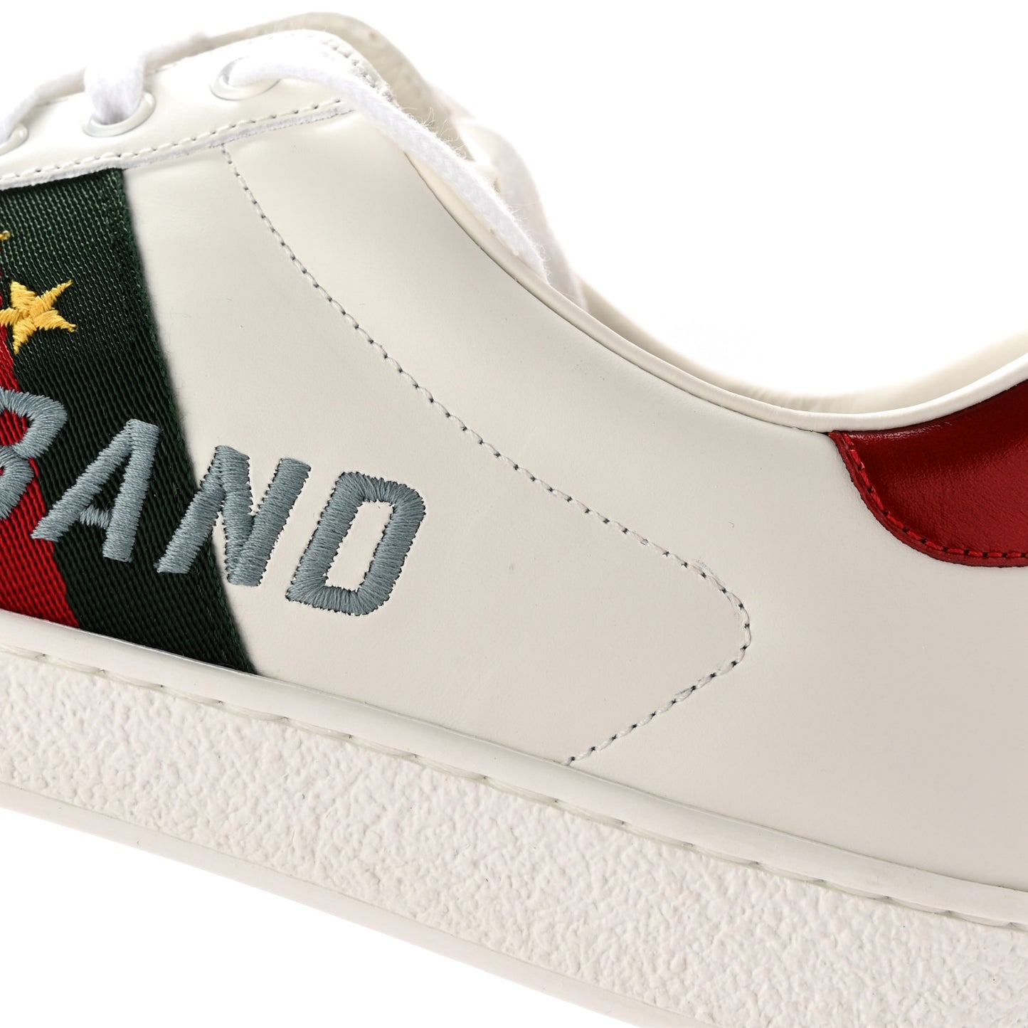 Calfskin Web Mens Gucci Band Ace Sneakers 8 White