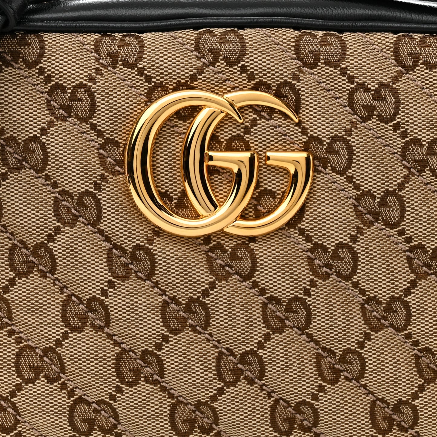 Monogram Matelasse Diagonal Small GG Marmont Chain Shoulder Bag Beige Black