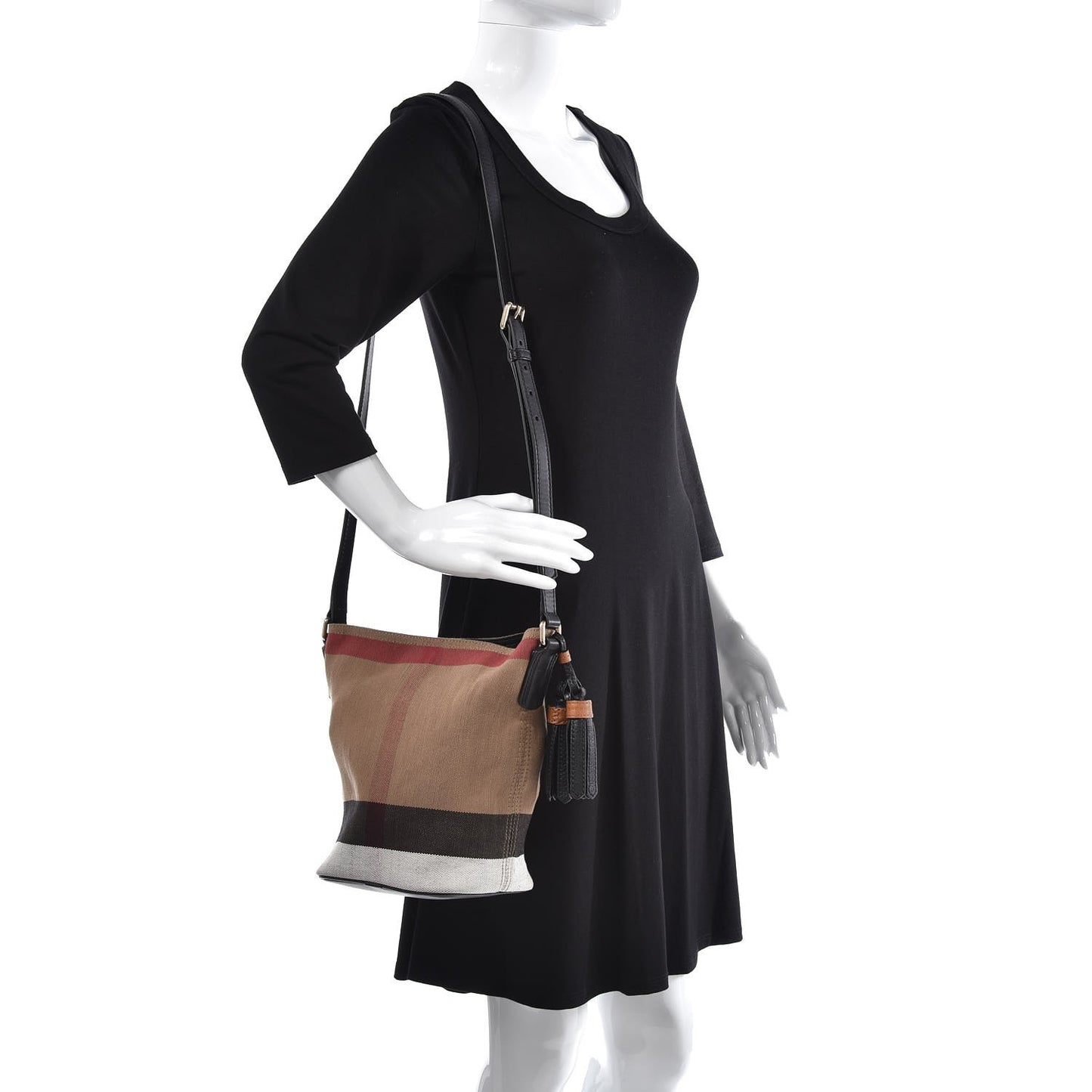Canvas Mega Check Mini Ashby Tassel Crossbody Black