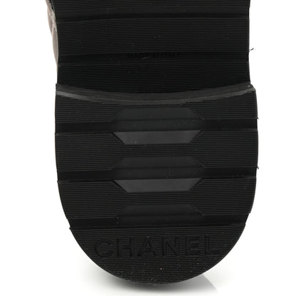 Chanel Fabric Grosgrain Lambskin Quilted Lace Up Combat Boot 40.5 Gray 6 of 8
