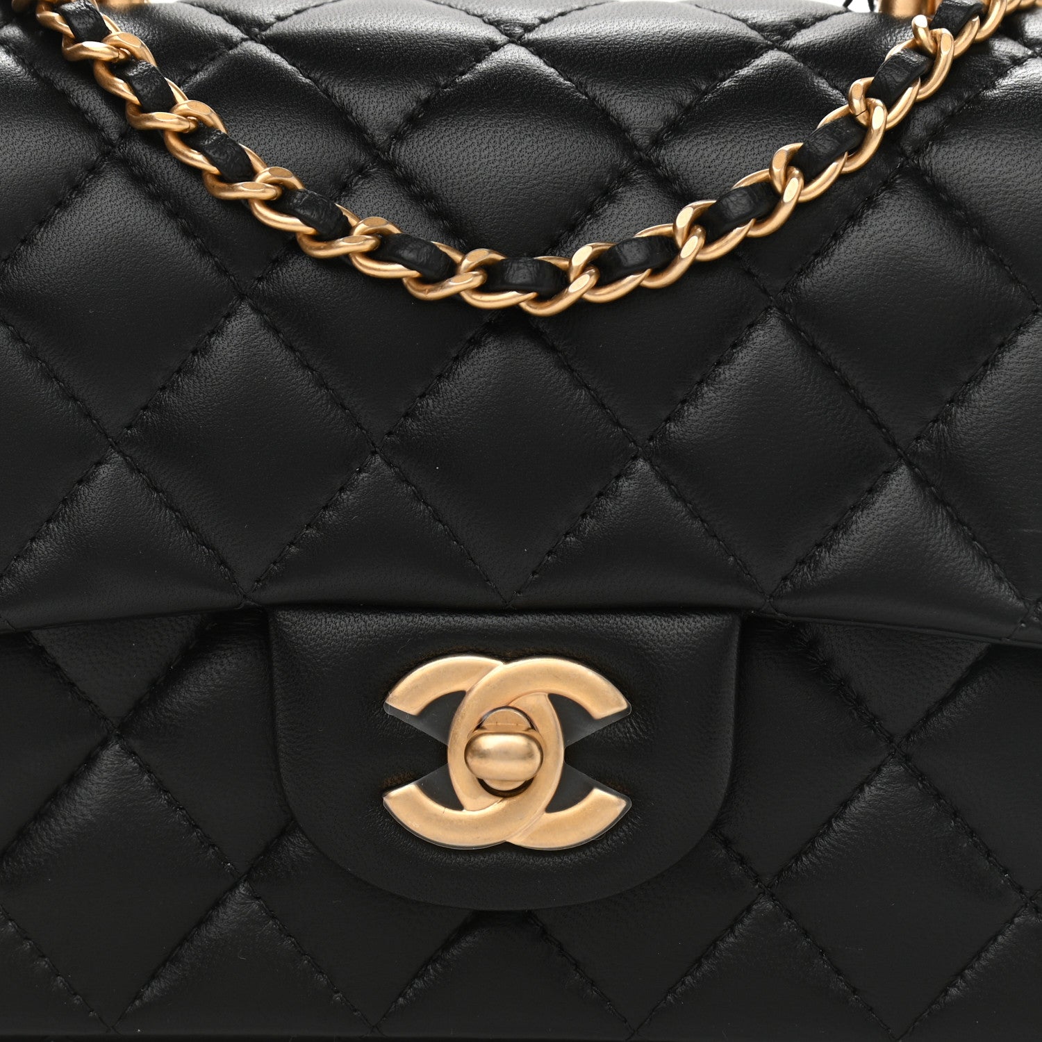 Chanel Lambskin Quilted Mini Top Handle Rectangular Flap Black 8 of 11
