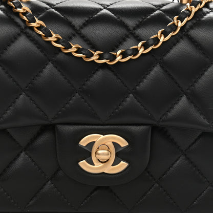 Chanel Lambskin Quilted Mini Top Handle Rectangular Flap Black 8 of 11