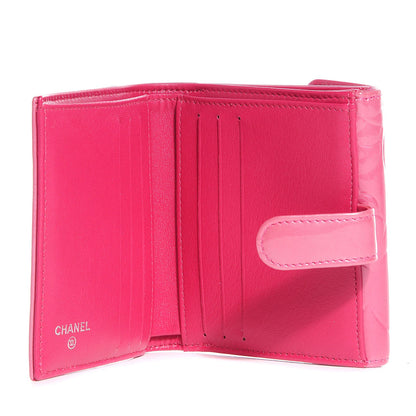 Chanel Patent Camellia Embossed French Wallet Pink 5 of 8