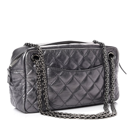 Chanel Metallic Aged Calfskin Quilted Medium Reissue Camera Case Dark Silver 3 of 11