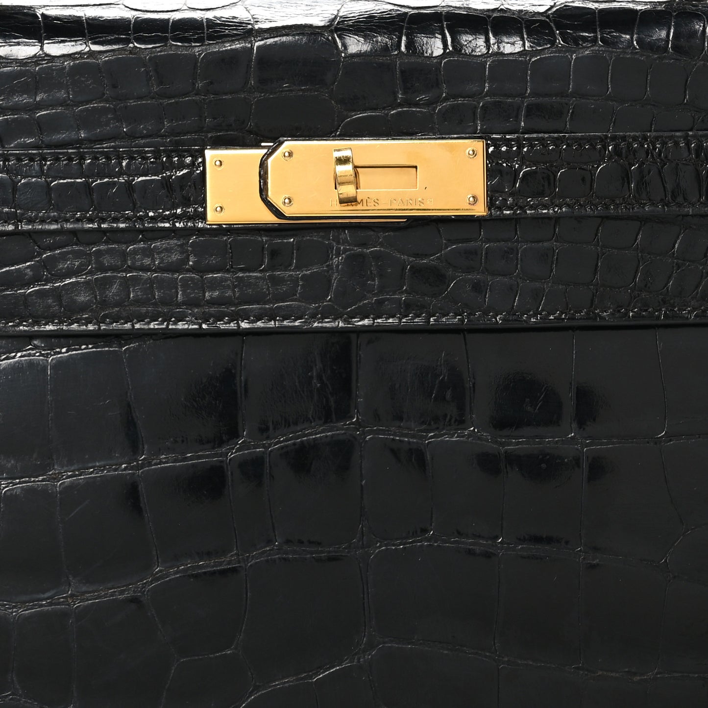 Shiny Alligator Kelly Sellier 32 Black