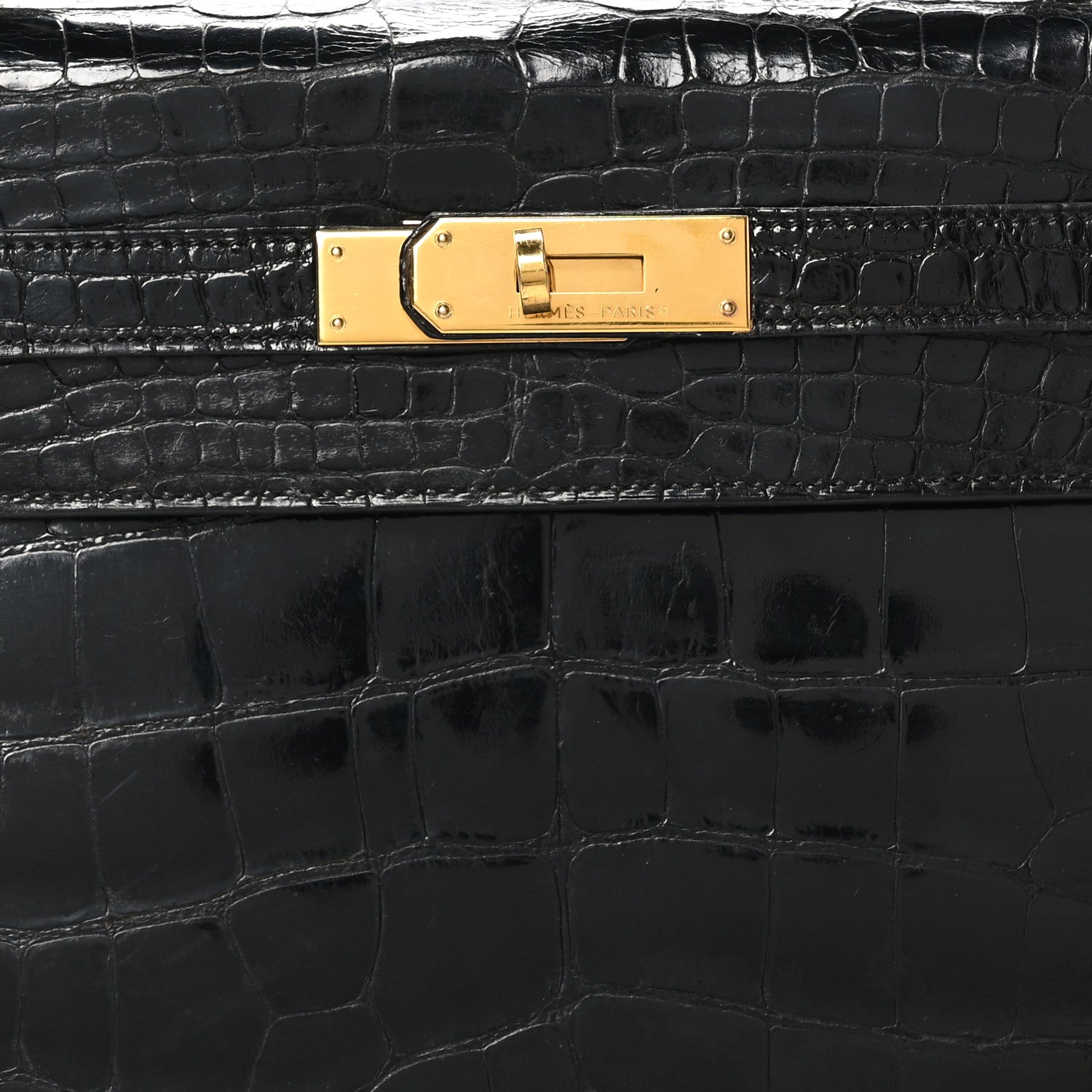 Hermes Shiny Alligator Kelly Sellier 32 Black 8 of 10