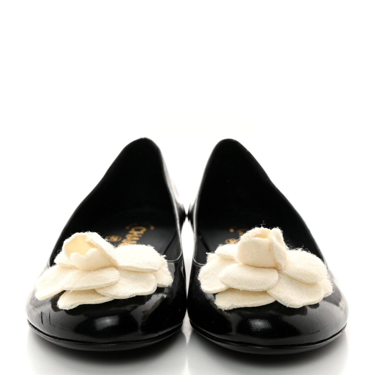Chanel Patent Camellia Ballerina Flats 39.5 Black 2 of 8