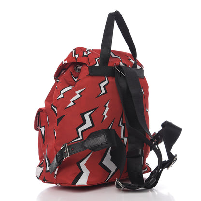 Prada X UNIVERSAL STUDIOS Tessuto Nylon Saffiano Thunder Frankenstein Backpack Rosso Black 2 of 10