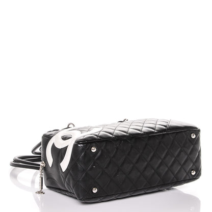 Chanel Calfskin Quilted Large Cambon Bowler Black White 4 of 7