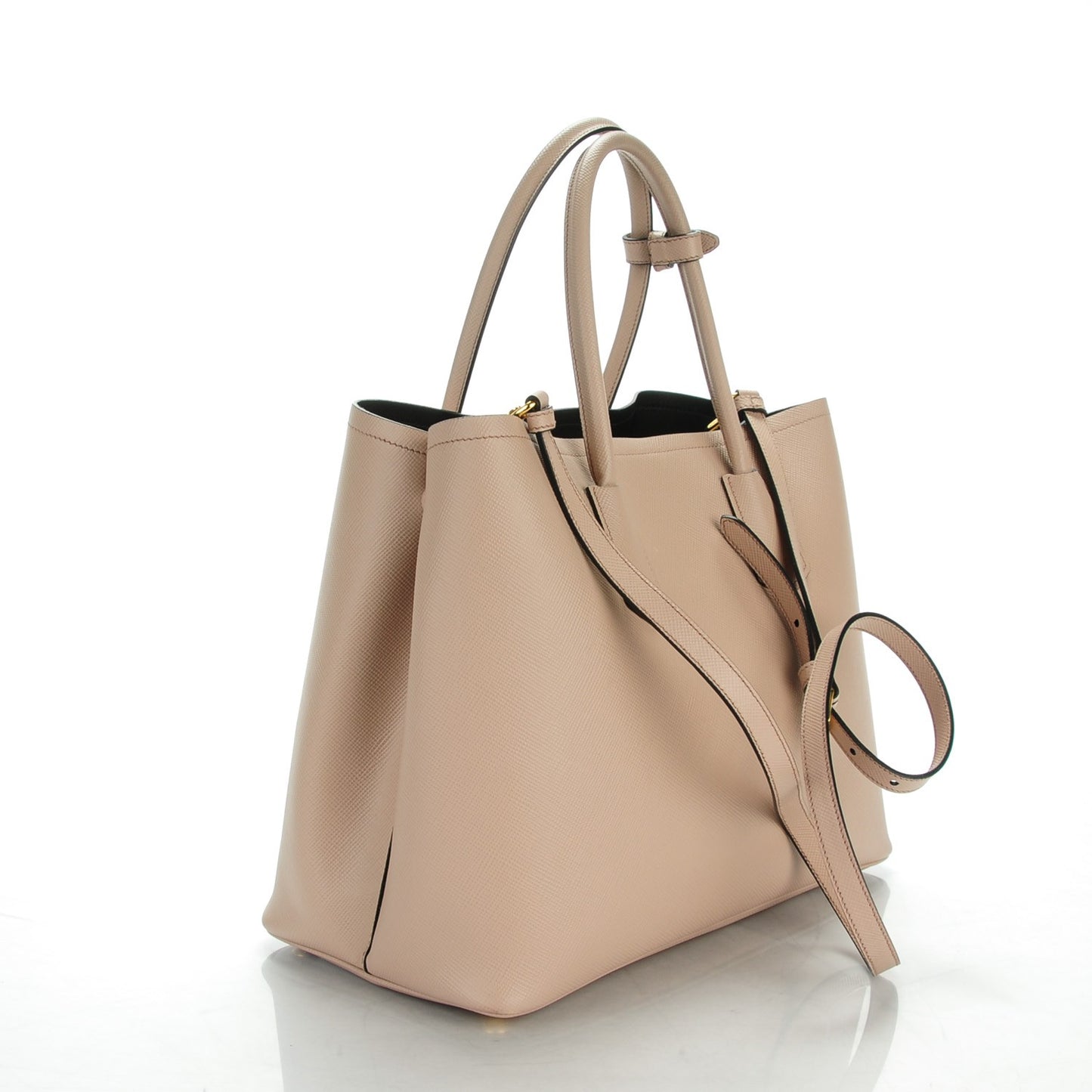 Saffiano Cuir Large Double Bag Cammeo