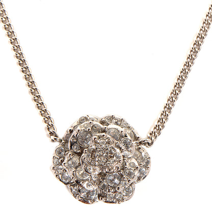 Chanel Crystal Camellia CC Necklace Silver 1 of 7