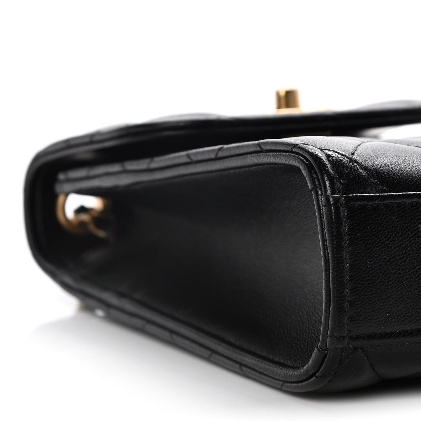 Lambskin Quilted Vertical Pearl Crush Flap With Chain Black