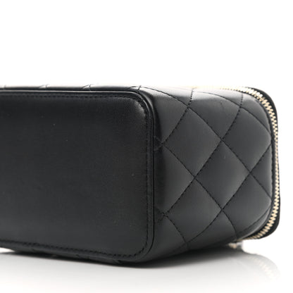 Chanel Lambskin Quilted Small Top Handle Vanity Case With Chain Black 10 of 11