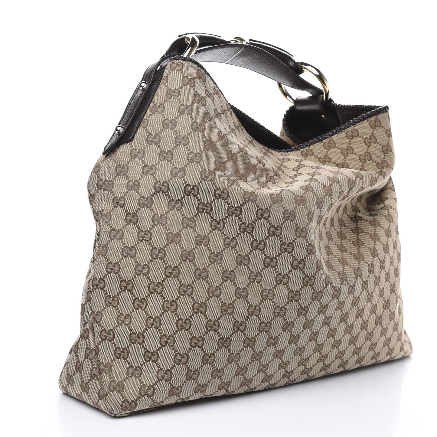 Monogram Large Horsebit Chain Hobo Dark Brown