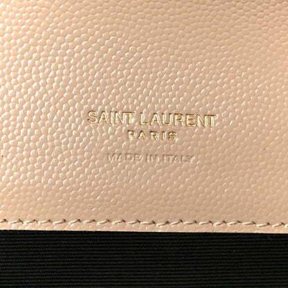 Saint Laurent Grain De Poudre Textured Mixed Matelasse Triquilt Monogram Clutch Dark Beige 6 of 9