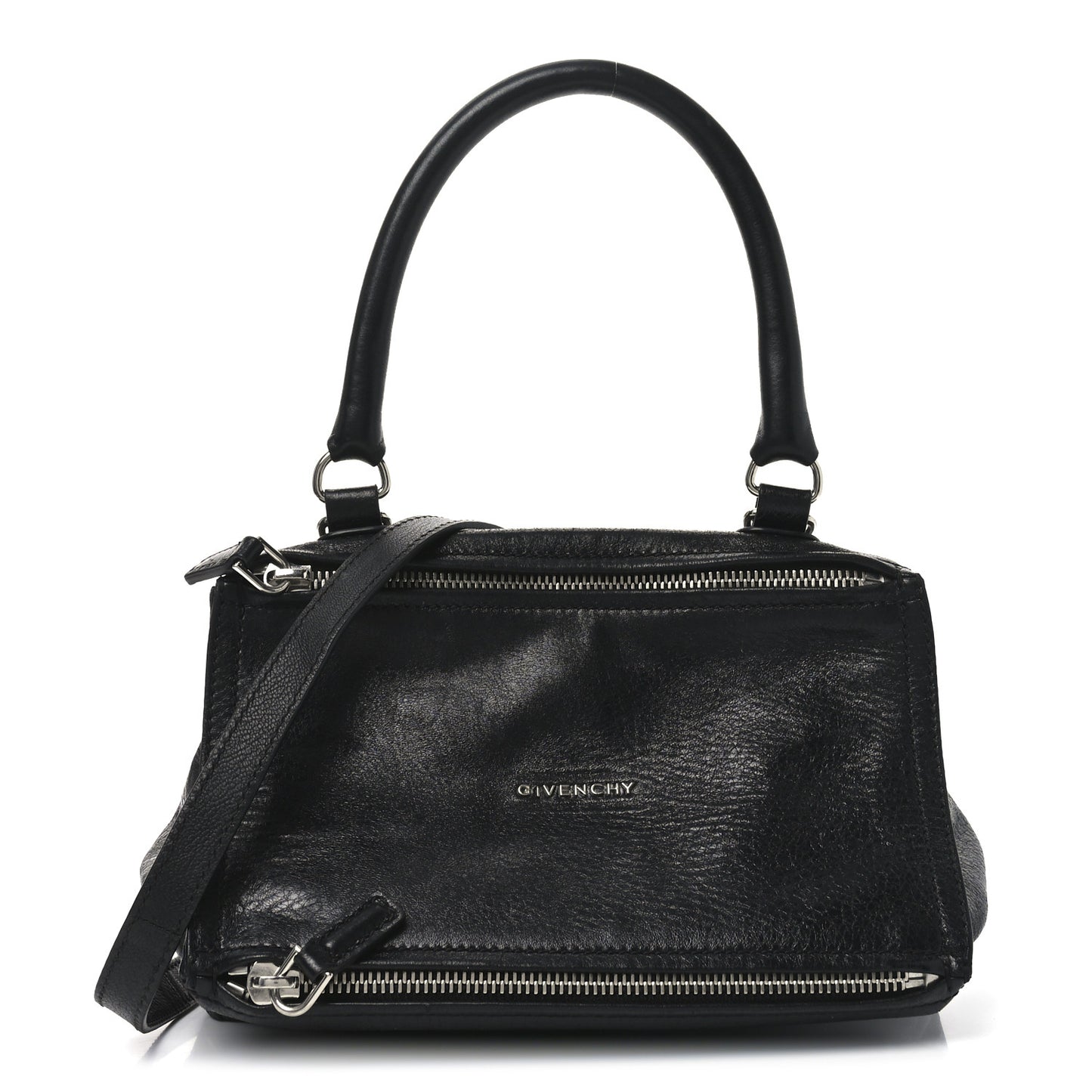 Crinkled Patent Small Pandora Black