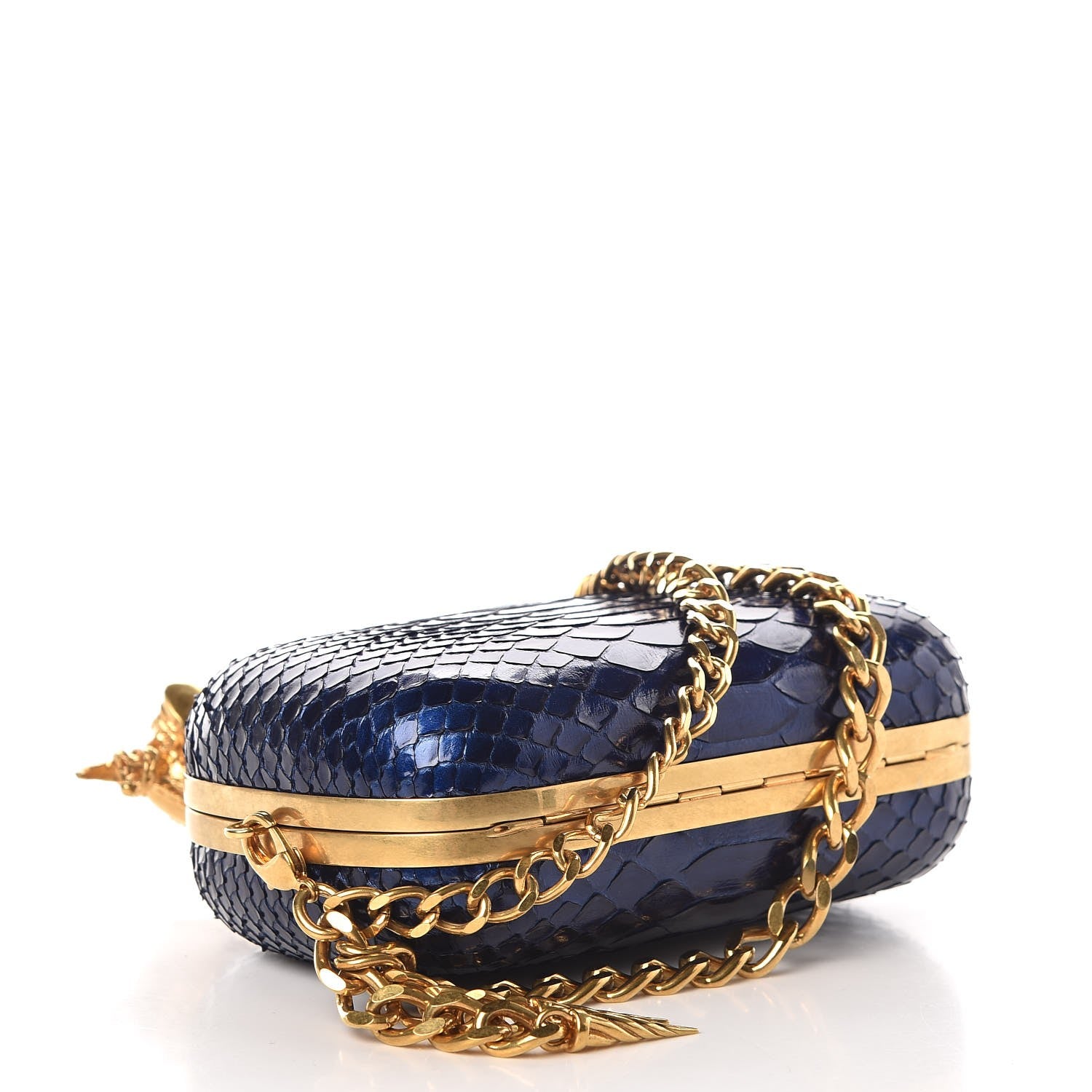 Alexander McQueen Python Knuckle Box Clutch Blue 4 of 11