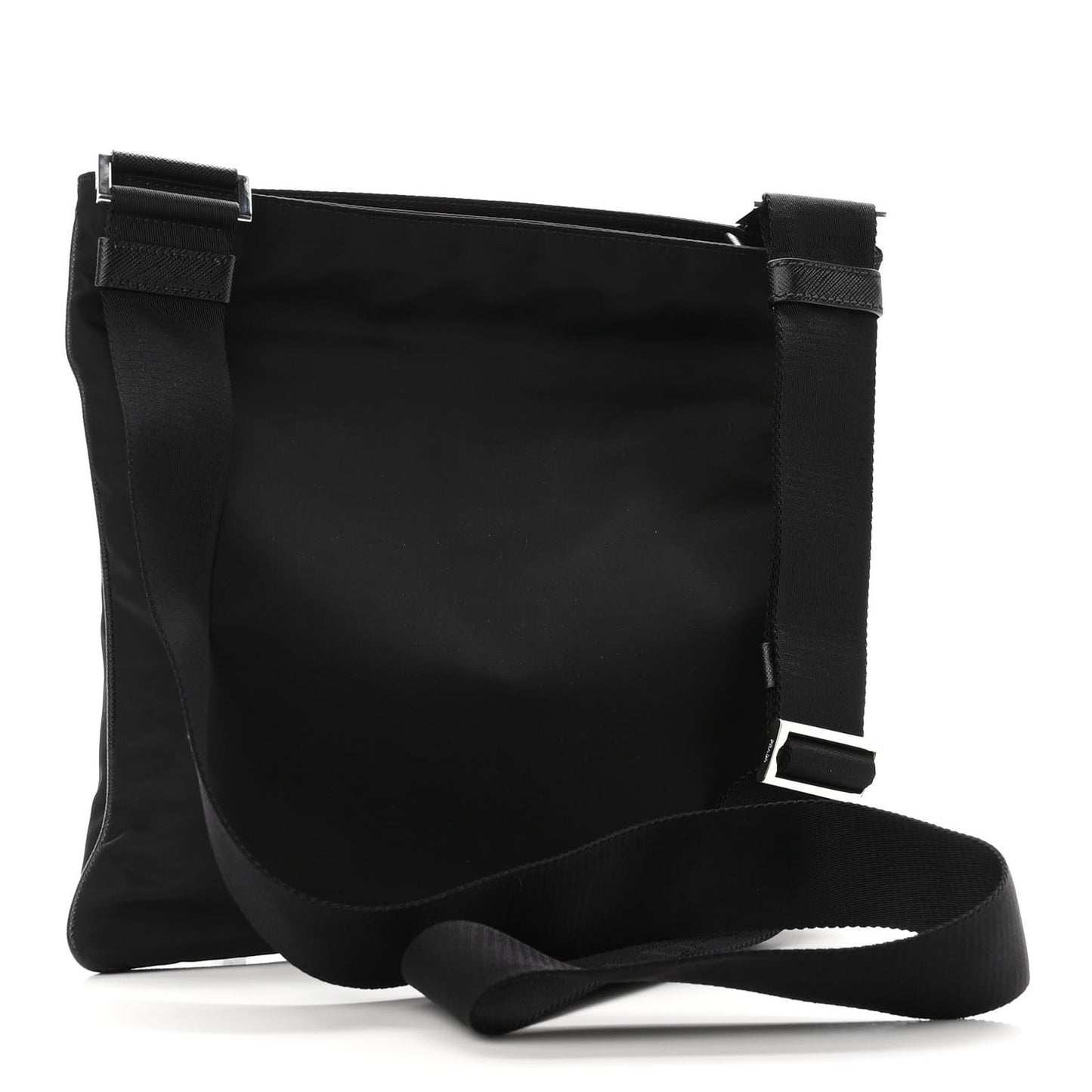 Tessuto Nylon Saffiano Flat Messenger Bag Black