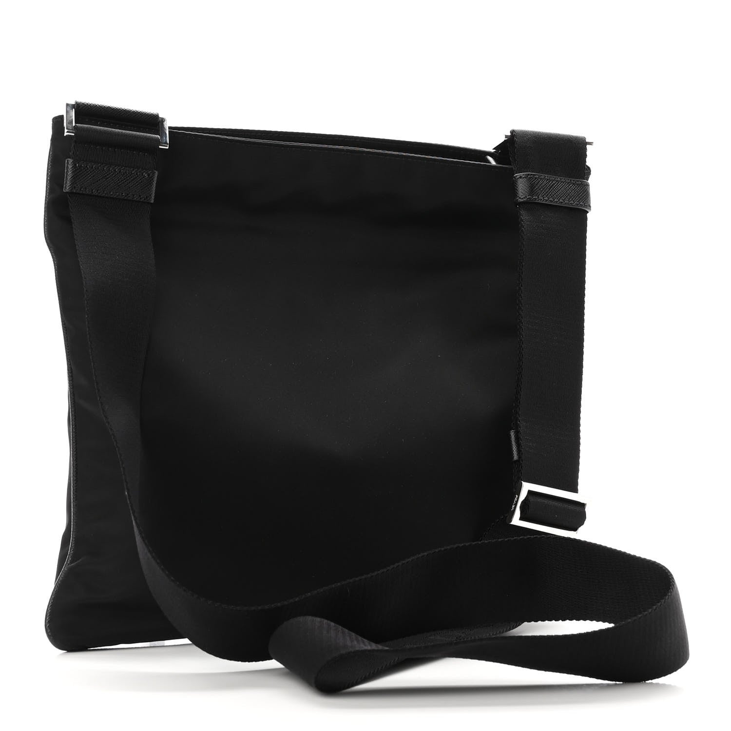 Prada Tessuto Nylon Saffiano Flat Messenger Bag Black 3 of 9