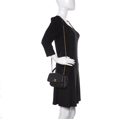 Chanel Calfskin Quilted Top Handle Flap Black 2 of 13