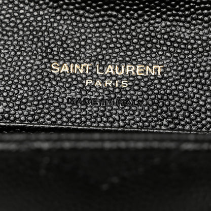Saint Laurent Grain De Poudre Matelasse Chevron Small Monogram Envelope Wallet Black 7 of 8