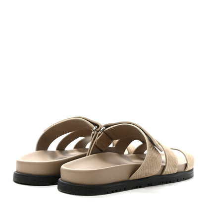 Hermes Suede Goatskin Chaine d'Ancre Womens Chypre Sandals 37.5 Beige Sable 4 of 8
