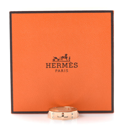 Hermes 18K Rose Gold Diamond PM Kelly Ring 54 6.75 5 of 5