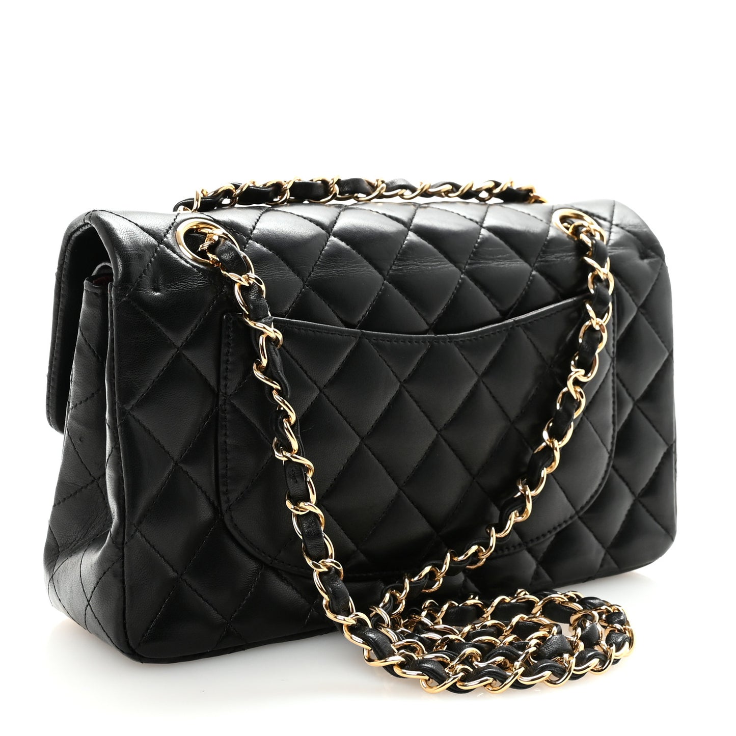Lambskin Quilted Small Double Flap Black