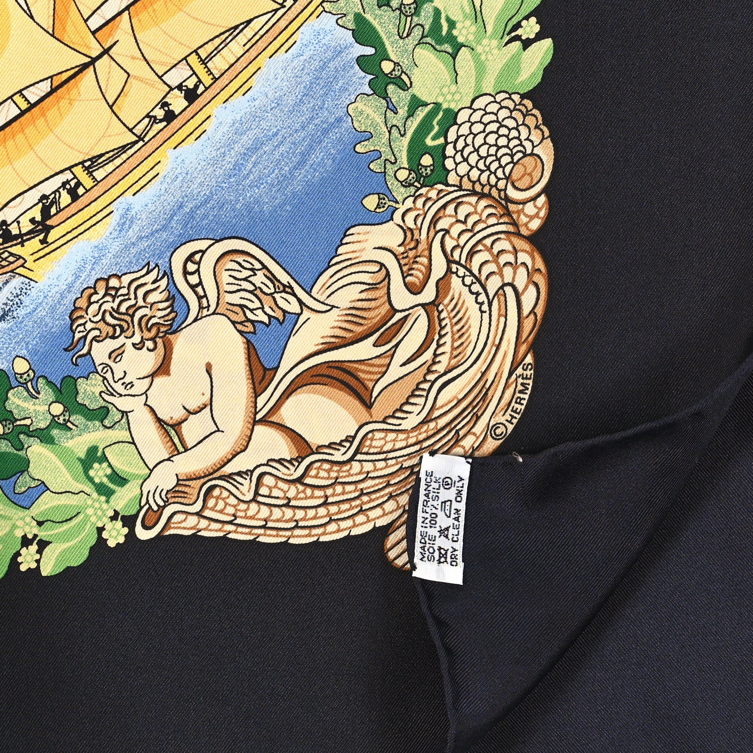 Hermes Silk Balade En Oceane Scarf 90 Black 3 of 3