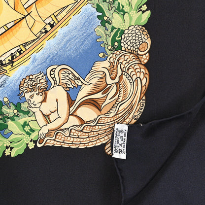 Hermes Silk Balade En Oceane Scarf 90 Black 3 of 3