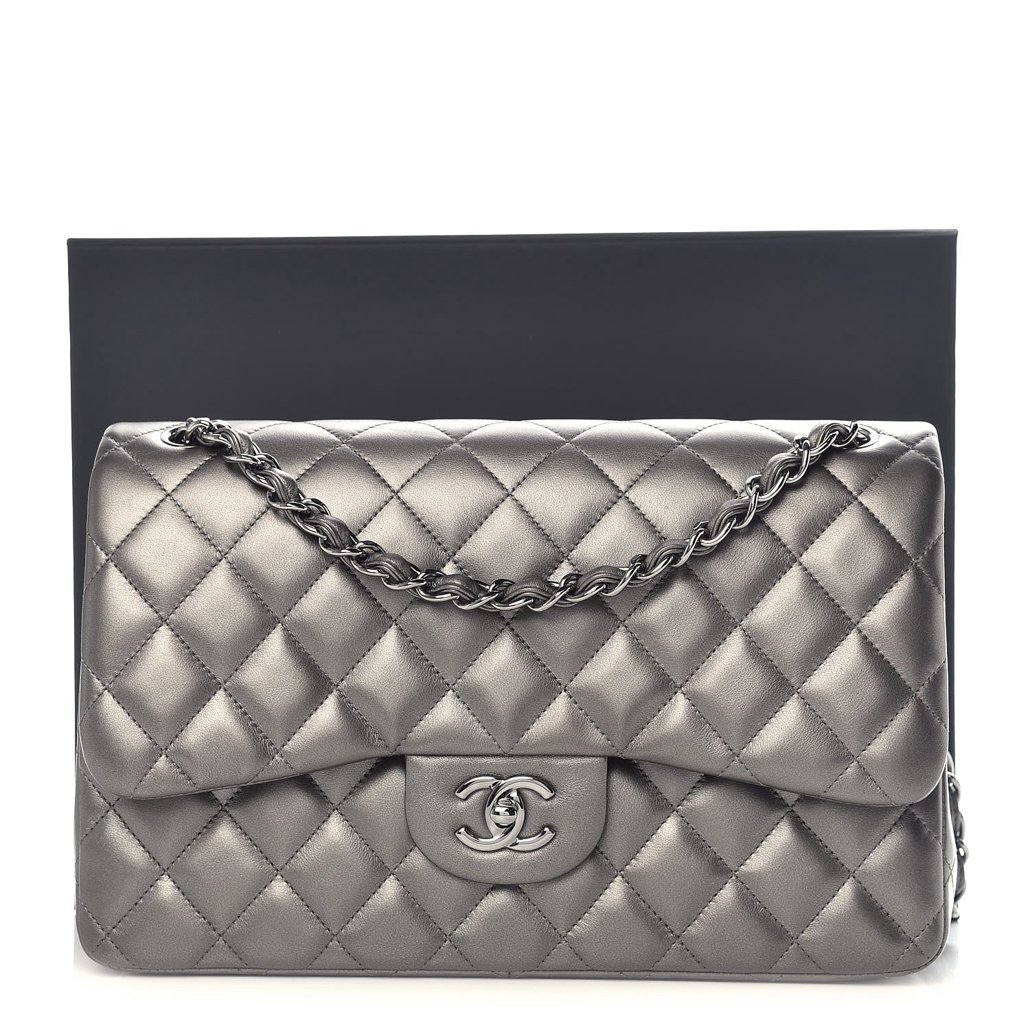 Chanel Metallic Lambskin Quilted Jumbo Double Flap Bronze 10 of 10
