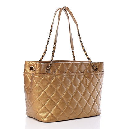 Chanel Metallic Caviar Quilted CC Timeless Tote Dark Gold 3 of 11
