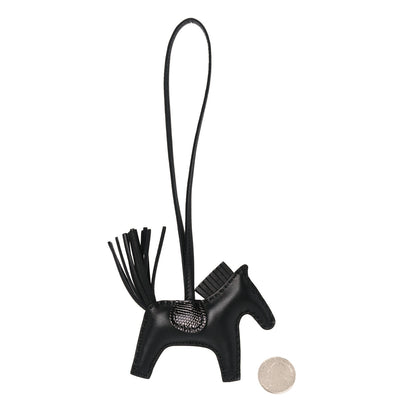 Hermes Milo Lambskin Lizard Touch Grigri Rodeo Horse Bag Charm PM So Black 2 of 4