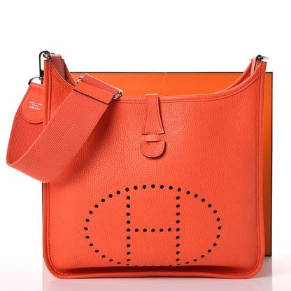 Hermes Taurillon Clemence Evelyne III PM Orange Poppy 12 of 12