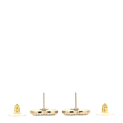 Chanel Crystal CC Heart Stud Earrings Gold Black 3 of 4