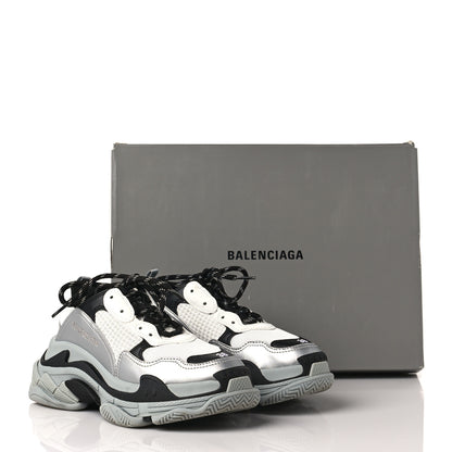 Balenciaga Metallic Fabric Mesh Womens Triple S Sneakers 38 Grey Dark Grey Black 7 of 7