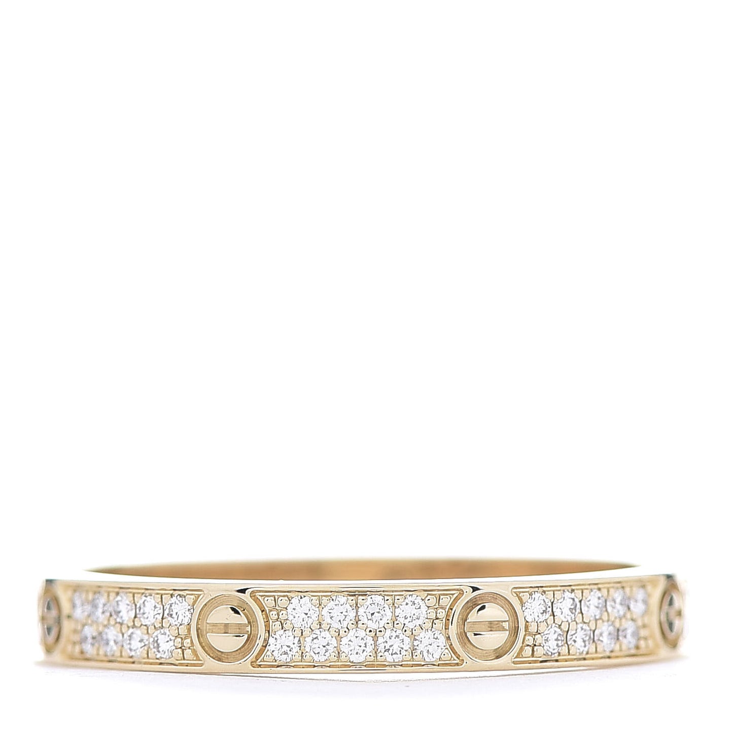 18K Yellow Gold Diamond 2.6mm LOVE Paved Band Ring 52 6