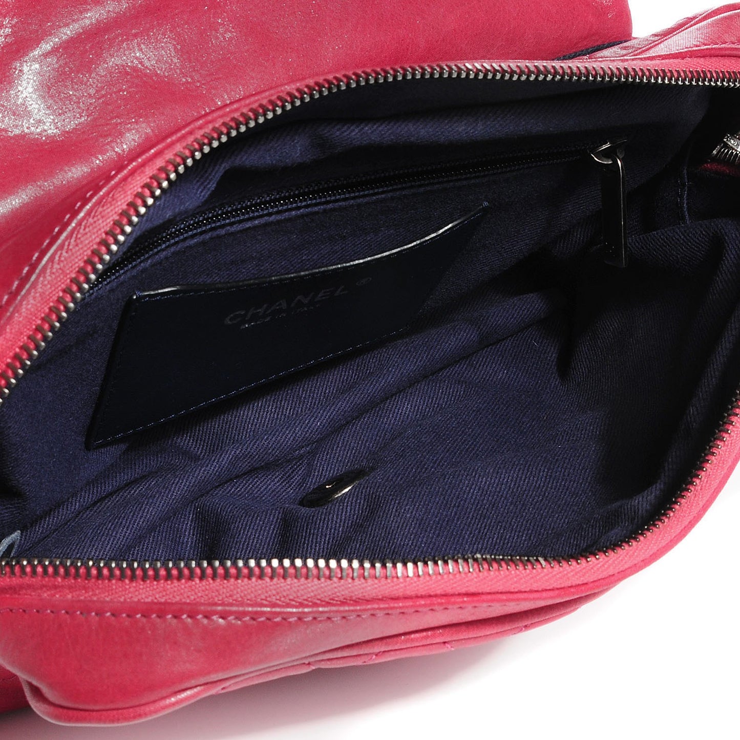 Iridescent Calfskin Shiva Flap Dark Pink