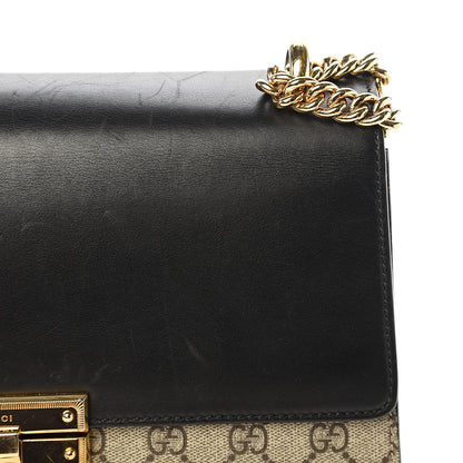 Gucci GG Supreme Monogram Calfskin Medium Padlock Shoulder Bag Beige Black Cuir 10 of 17