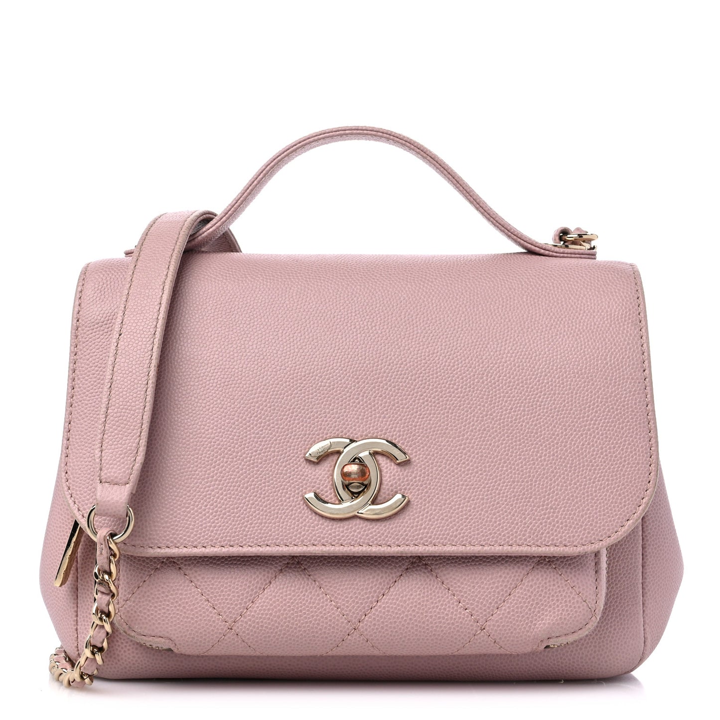 Caviar Quilted Small Business Affinity Flap Light Pink