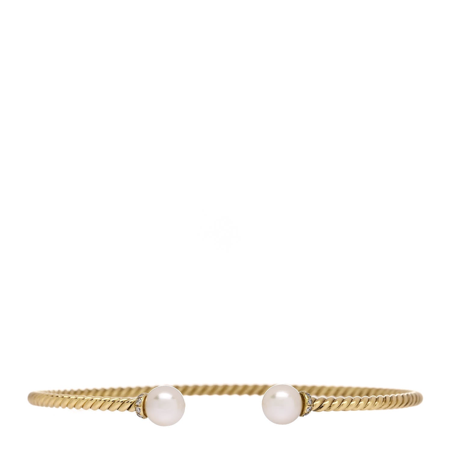 David Yurman 18K Yellow Gold Diamond Pearl 6.5mm Solari Bracelet 1 of 4