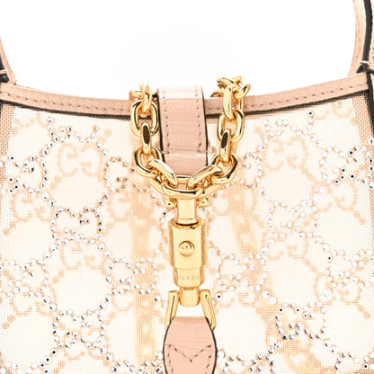Gucci Lizard Mesh Crystal GG Monogram Mini Jackie 1961 Hobo Light Powder Skin Rose 8 of 10