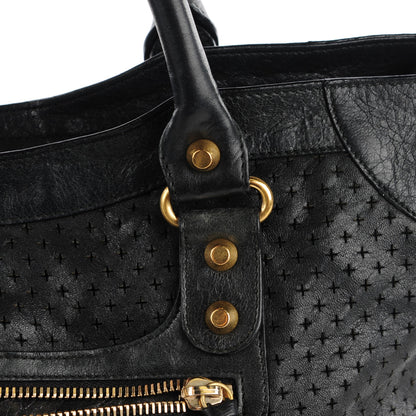 Balenciaga Agneau Laser Cut Cross Classic Gold Hardware City Black 12 of 14