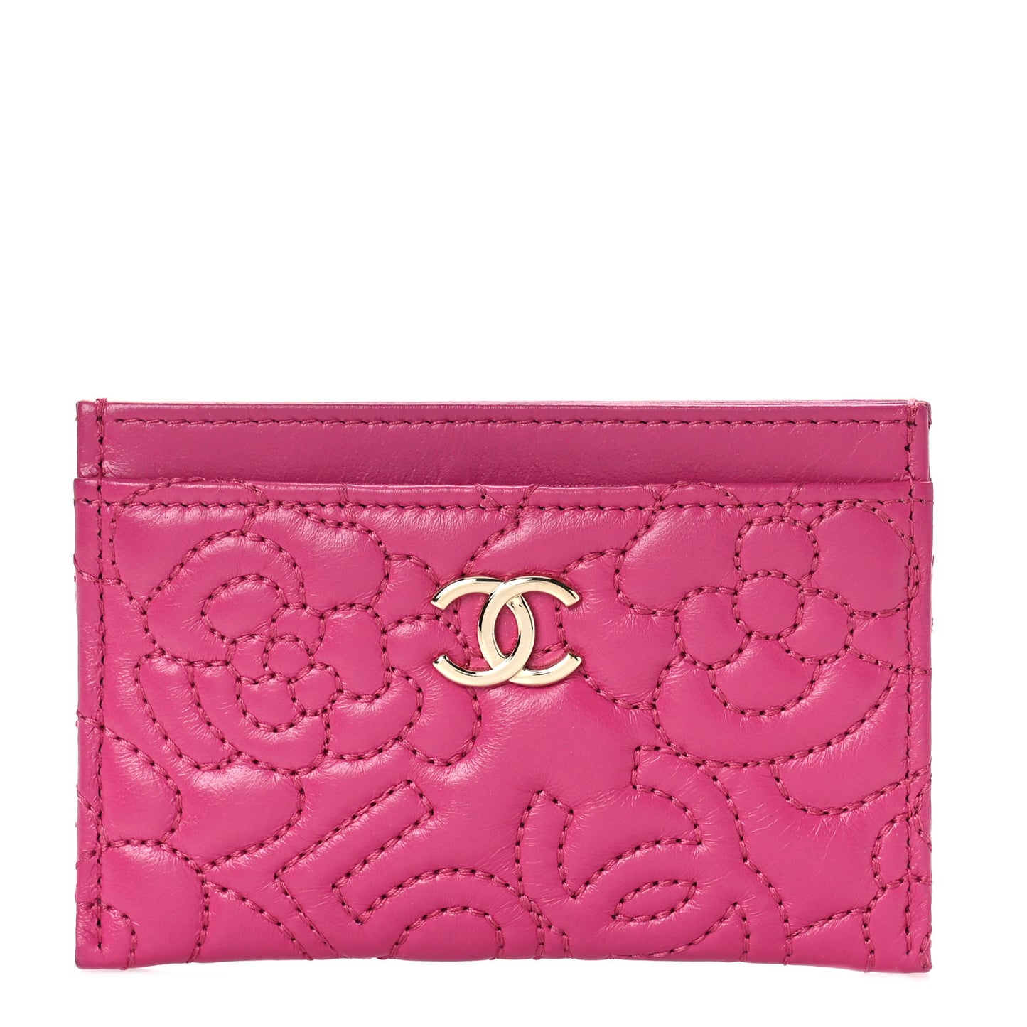 Caviar Quilted Card Holder Pink