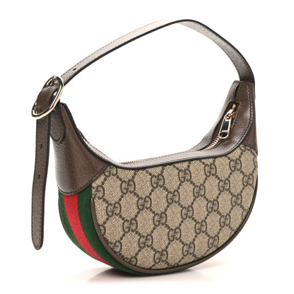 Gucci GG Supreme Monogram Textured Calfskin Web Small Ophidia Shoulder Bag Beige Ebony New Acero 3 of 9