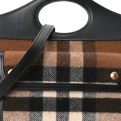 Burberry Smooth Calfskin Cashmere Check Mini Pocket Bag Brown 8 of 10