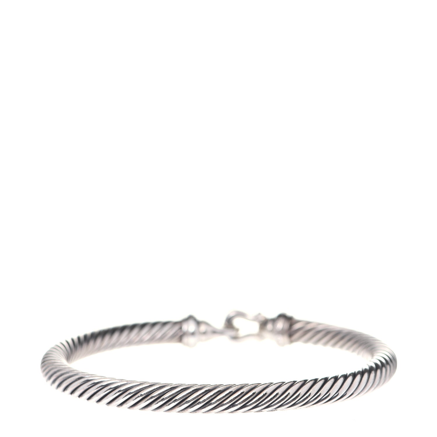 David Yurman Sterling Silver Diamond 5mm Cable Buckle Bracelet 3 of 5