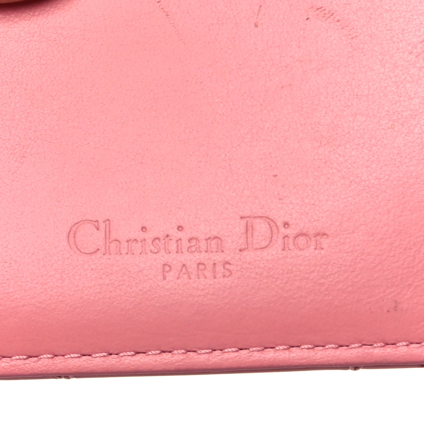 Patent Cannage Lady Dior Card Holder Peach Blossom